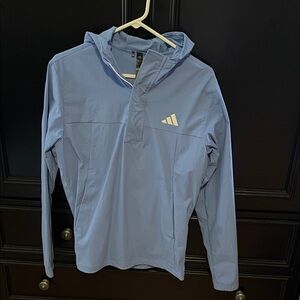 Adidas Sky Blue Quarter-Zip Windbreaker Hoodie
